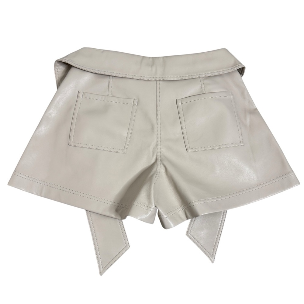 New Jonathan Simkhai‎ Mari Vegan Leather Tie Waist Short in Beige - Picture 6 of 10